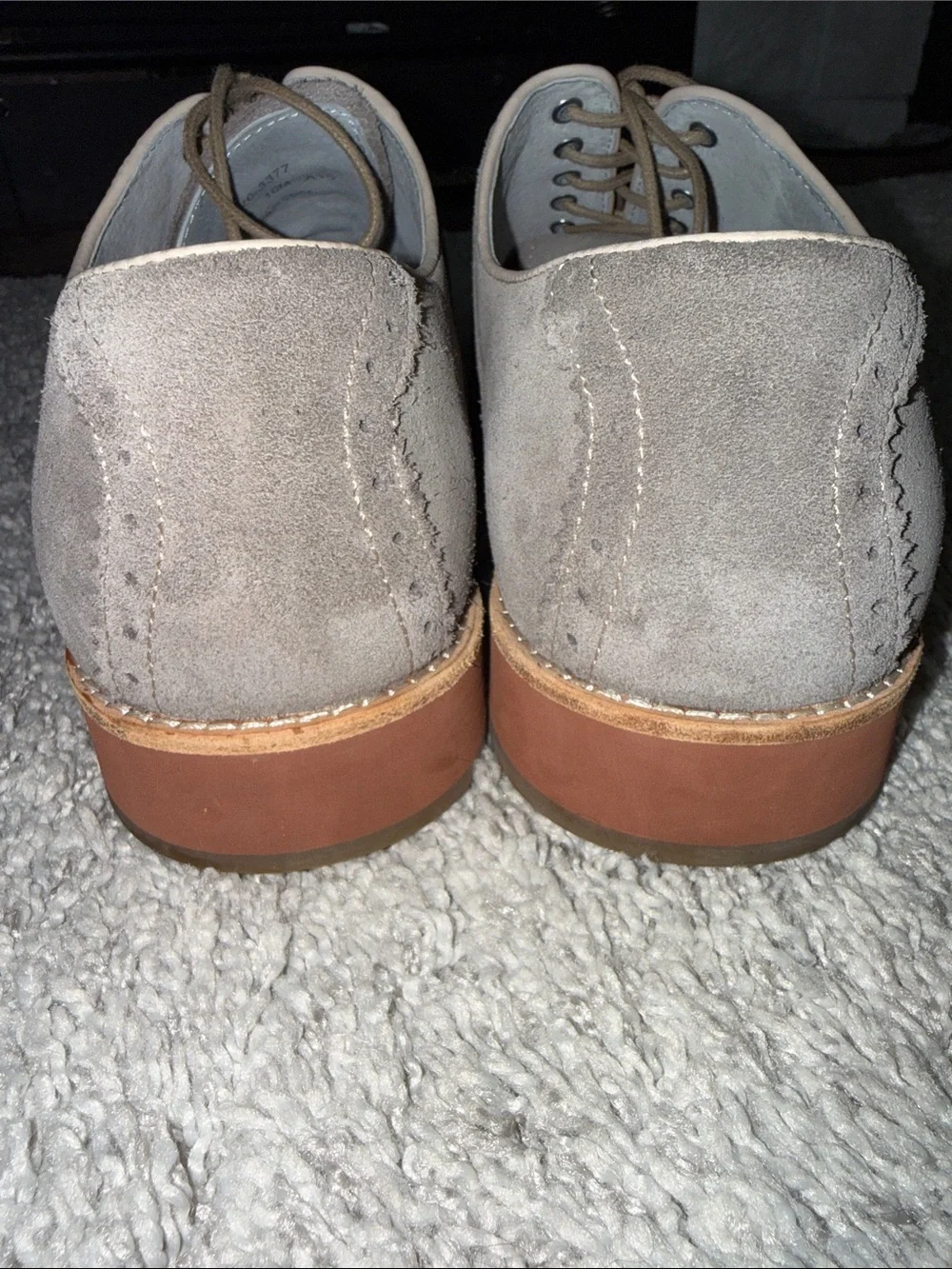 Johnston & Murphy grey Sheepskin Wingtip Oxfords GUC business blokecore luxury